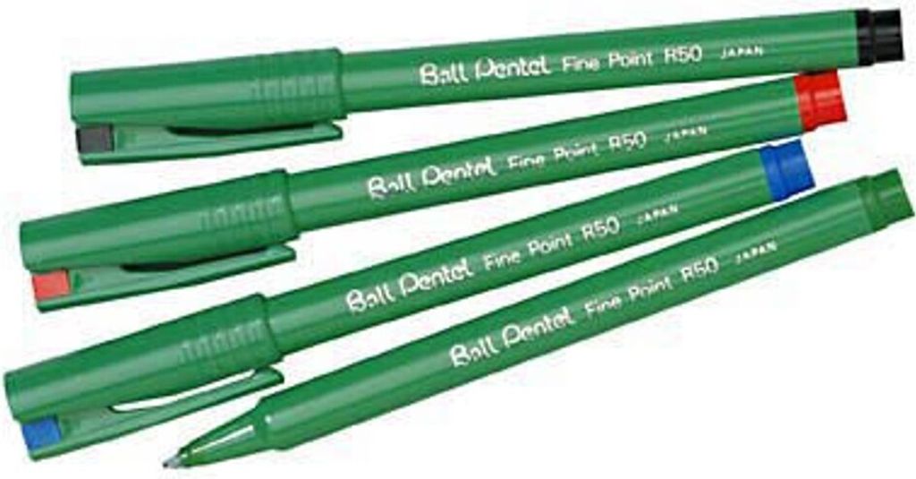 Pentel Ball R50 Tintenroller grün 0,4 mm, Schreibfarbe: farbsortiert, 12 St.