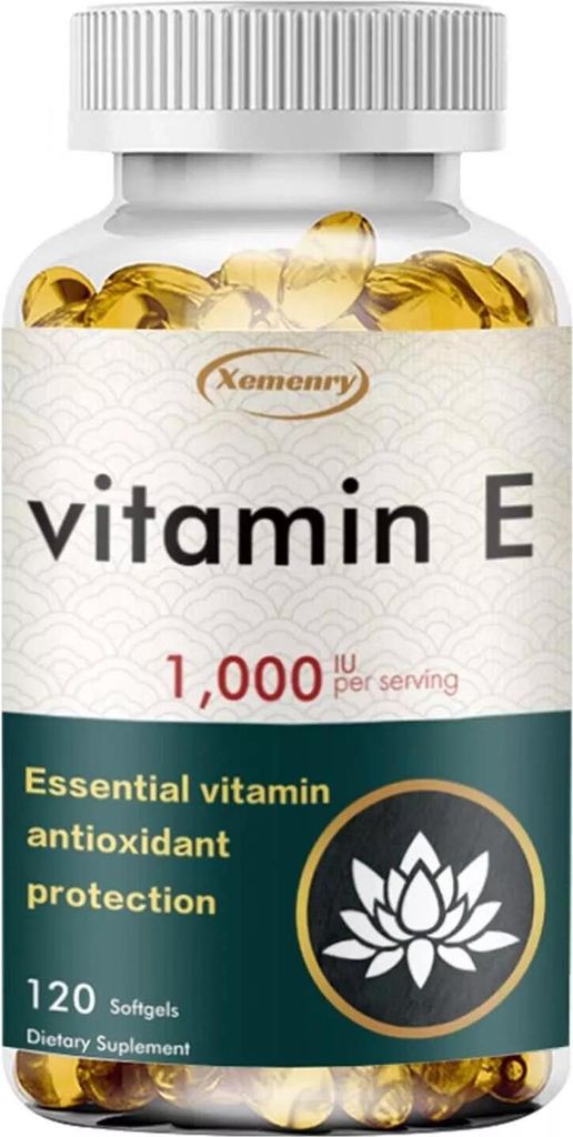 Vitamin E 1000IU (120 Kapseln) Nahrungsergänzungsmittel, Anti-Aging, Haare, Haut, Nägeln, Augen, Immunsystem