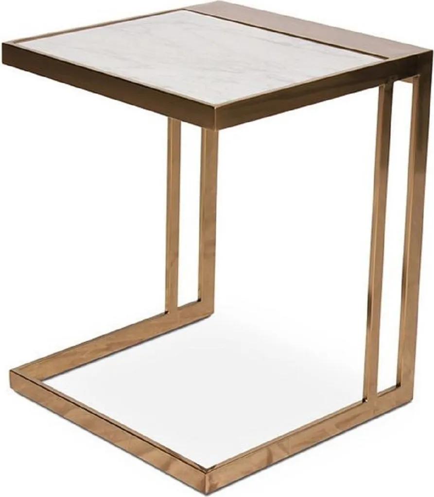 Petite table basse robuste or rose marbre blanc : l'appoint idéal