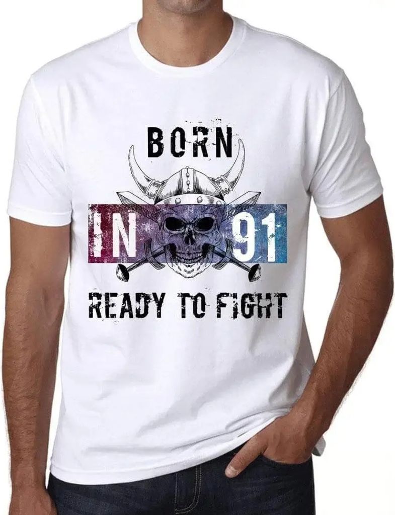 Herren Grafik T-Shirt Geboren 91 bereit zu kämpfen – Born In 91 Ready To Fight – Geschenk 91. Geburtstag Jahrestag 91 Jahre Jubiläum 91 Jähr...