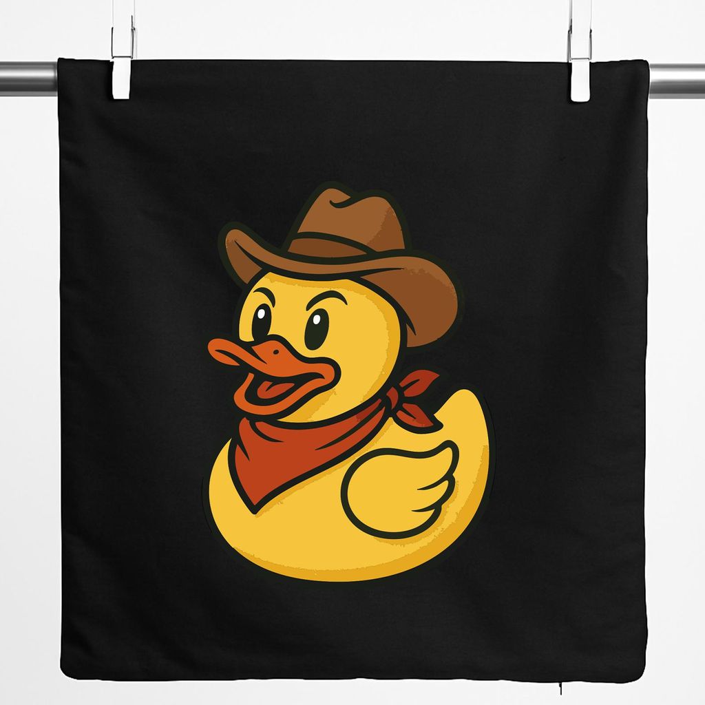 Huuraa Kissenbezug Quietscheente Cowboy Gummiente Wilder Westen 40x40cm Black Baumwolle Dekokissenbezug Geschenkidee