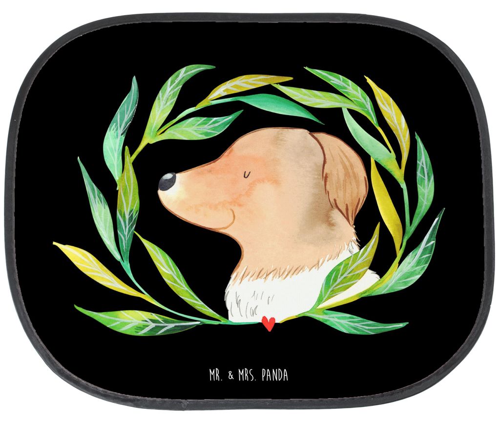 Mr. & Mrs. Panda Sonnenschutz Fürs Auto Hund Blumen - Schwarz - Geschenk, Hundeliebe, Sprüche, autofenster, Ranke, Sonnenblende, Hunde, saugnapf