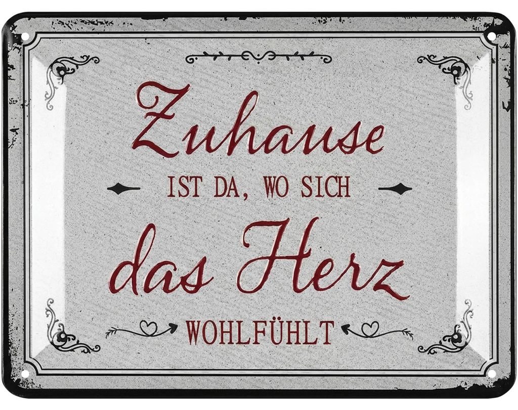 LANOLU Retro Blechschild ZUHAUSE, Geschenk zum Einzug, Produktbild 