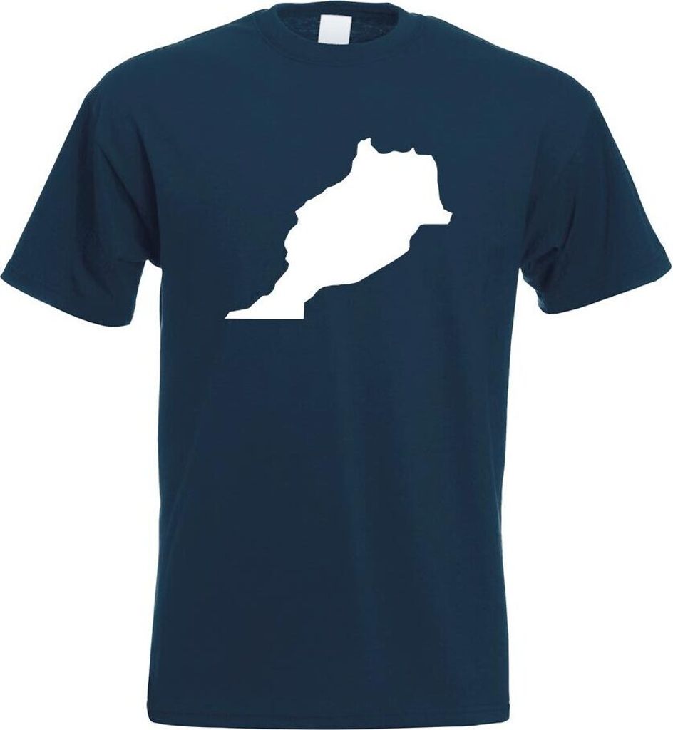 Kiwistar - T-Shirt - Navy - Marokko Umriss Kontur Herren Funshirt Bedruckt Design Sprüche Spruch Motive - mit Motiv Bedruckt - Funshirt Design - S...