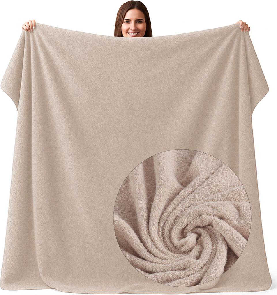 Frottee Strandtuch XXL 200x200cm Badetuch groß 100% Baumwolle Badehandtuch Frottier Saunatuch Decke (Beige)