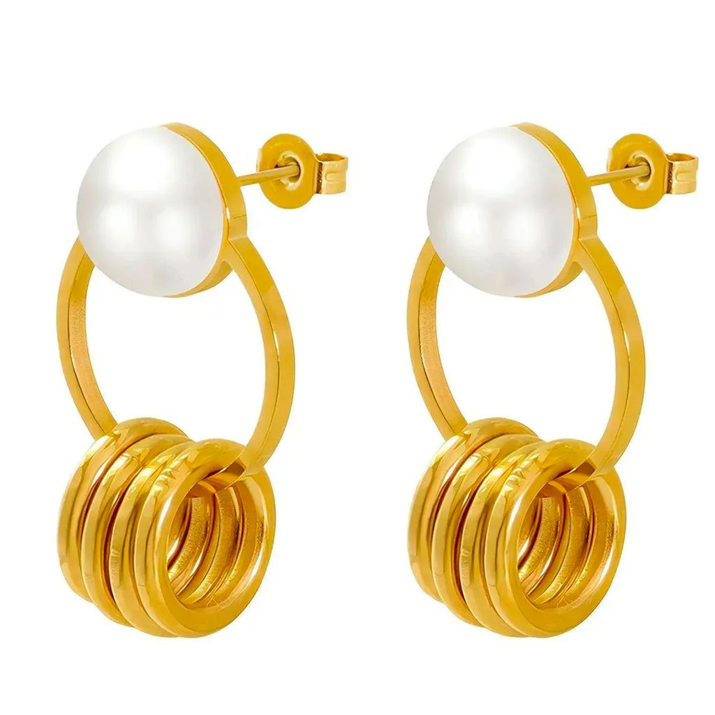 Akalia Show me Pearls - 18 Karat vergoldete Ohrringe mit Perlen - Goldohrringe für Damen