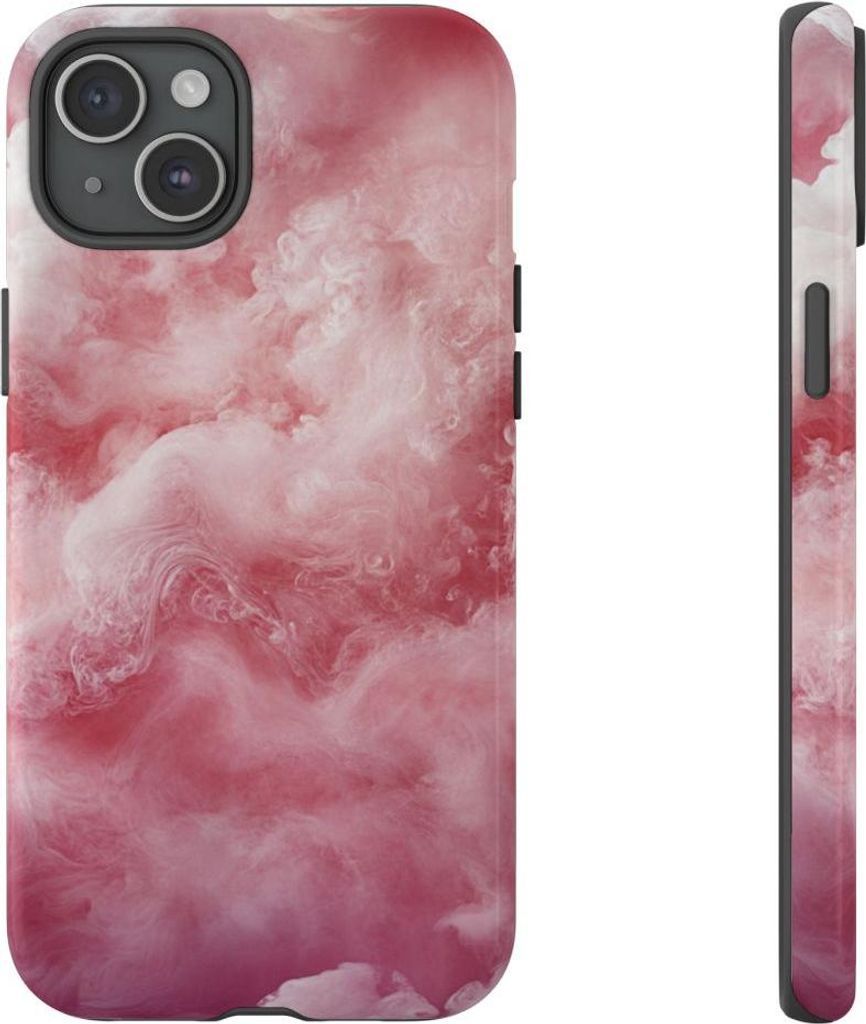 Wolkentraum in Rosa und Weiß – Hülle Kompatibel mit iPhone 15 Plus