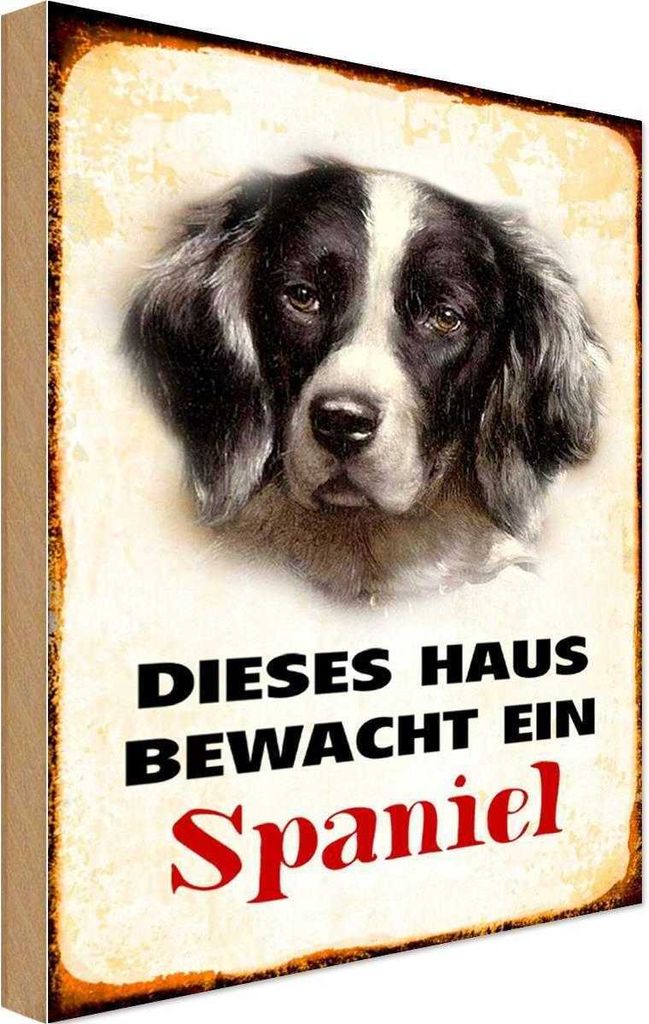 vianmo Holzschild 30x20 cm Hund dieses Haus bewacht ein Spaniel Tier Haustier