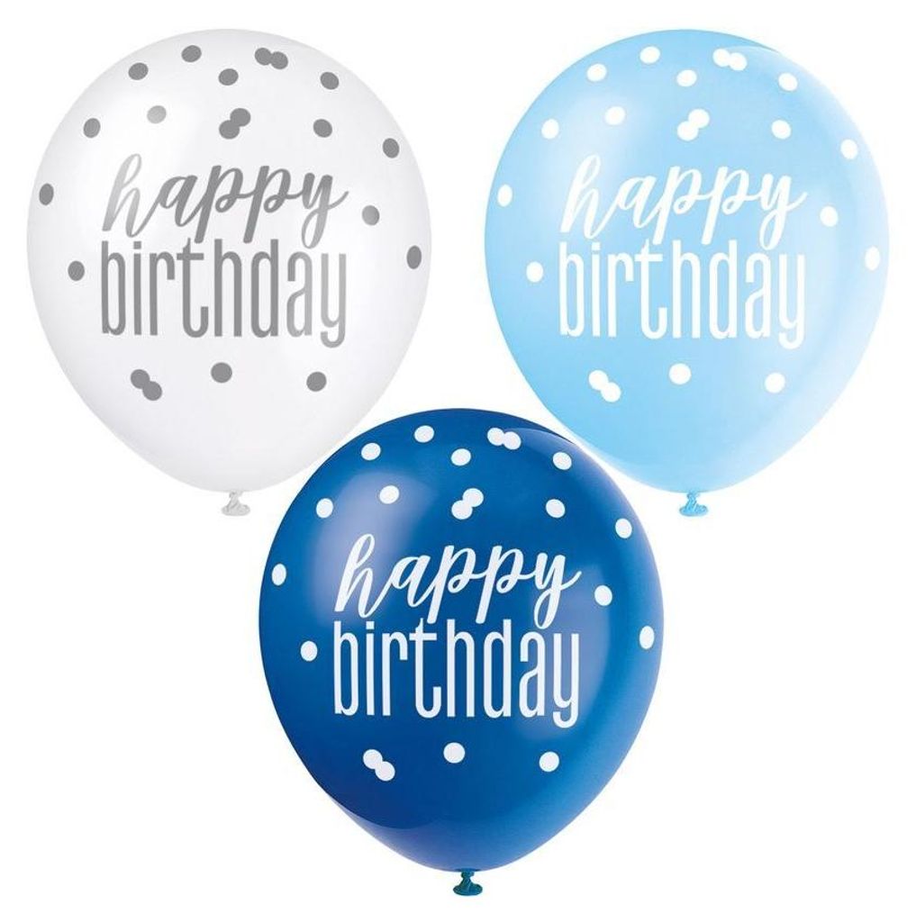 6 Blue Dots Birthday Luftballons 30cm Produktbild 