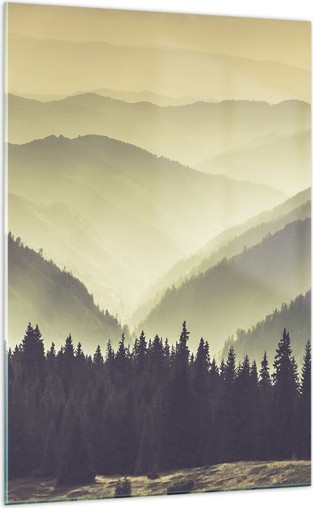 Bilder auf glas - Einteilig - Berge Wald Natur - 70x100cm - Glasbilder - Wandbilder - Bilder - zum Aufhängen bereit - Wanddekoration aus Glas - Gl...