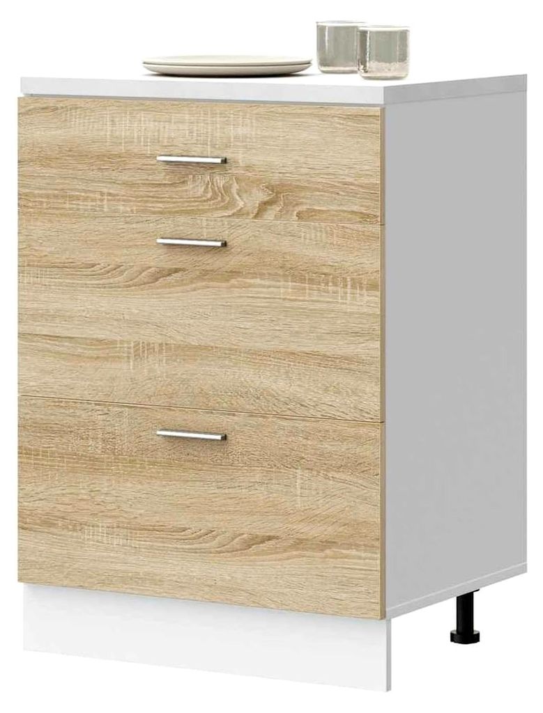 Küchenunterschrank Sonoma-Eiche, Holzwerkstoff, Schränke und Aufbewahrung