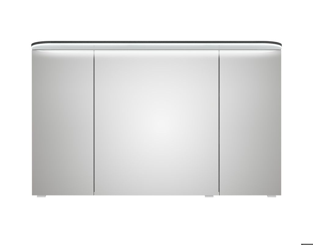 PELIPAL Balto Sprint Bad Möbel, Spiegelschrank, LED Beleuchtung, Graphit Struktur quer NB 120 cm