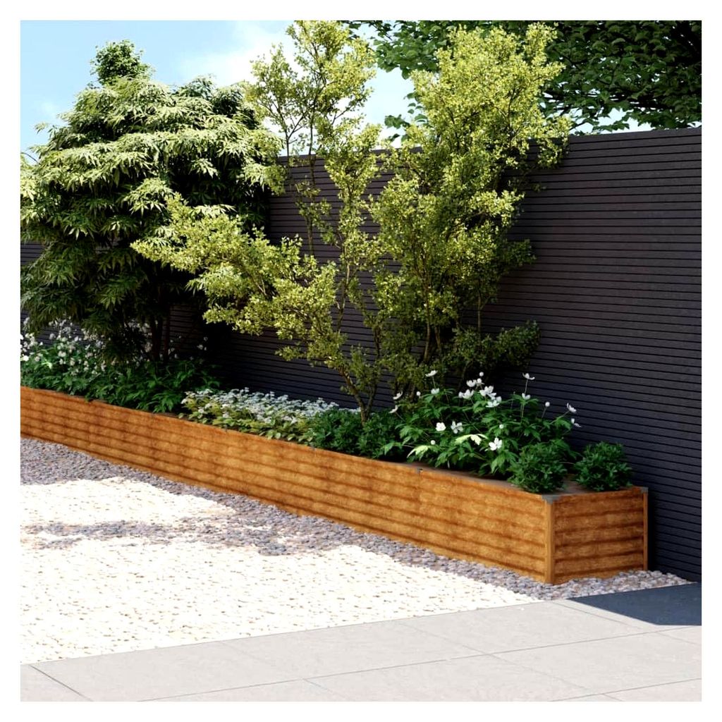 Hochbeet 960x50x36 cm aus Cortenstahl mit Bodengitter
