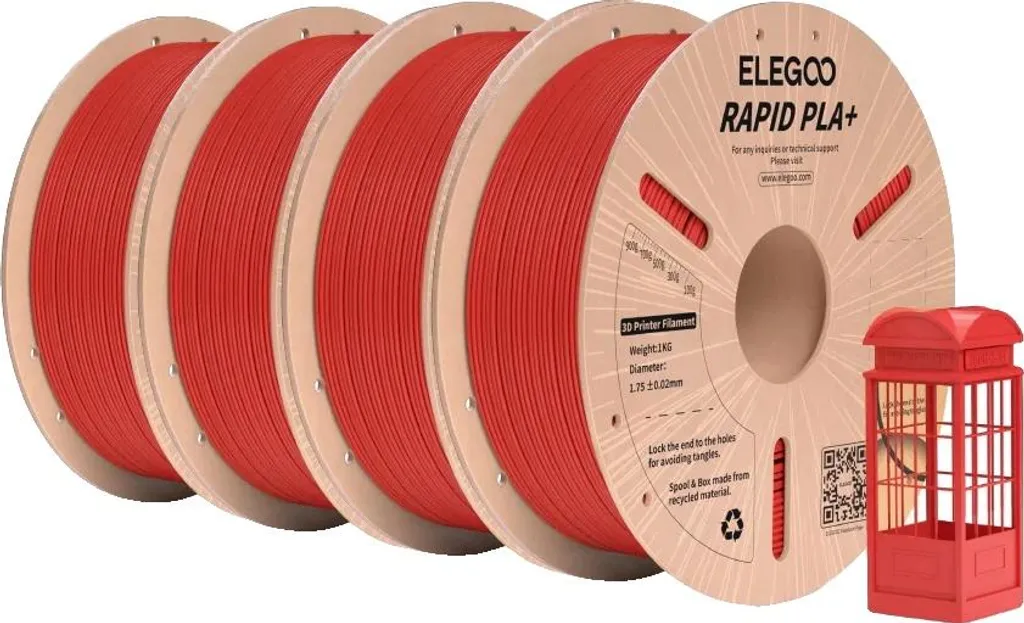 Filament PLA+ Rouge 4 kg pour Impression 3D Intensive et Grand Volume