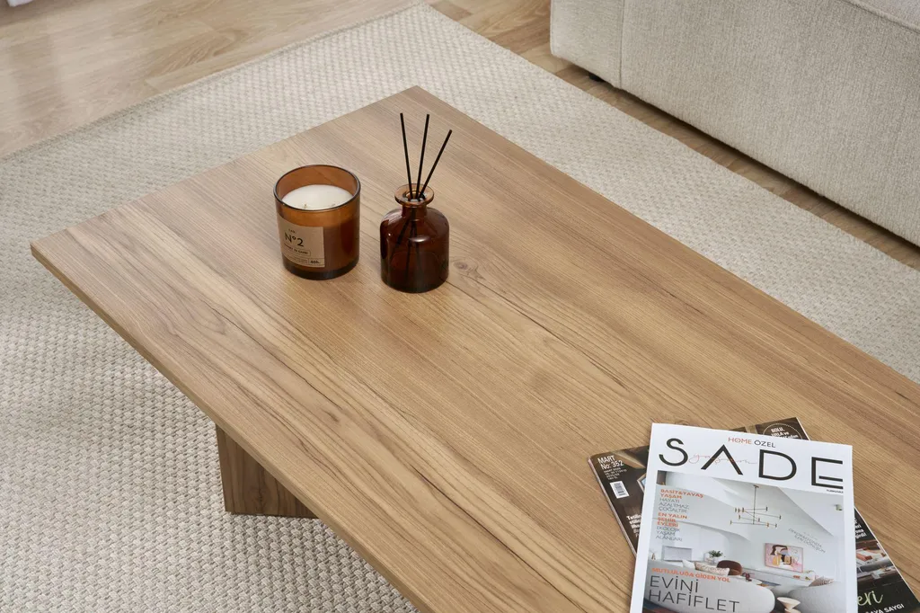 Table basse rectangulaire en chêne pour salon moderne, modèle Sabin 119cm