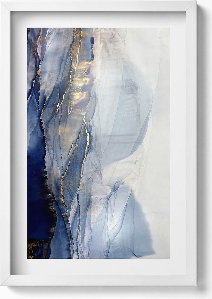 Abstraktion mit Gold– Wandbild mit Rahmen – Gerahmtes Bild – Wanddekoration – 40x60 cm – Weiß