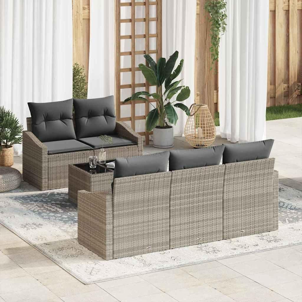 "im Angebot" Sofa Set mit Kissen mit Kissen 6 pcs - Loungesofa - möbel Garten - Hellgrau Poly-Rattan - Gartensofas CC12558