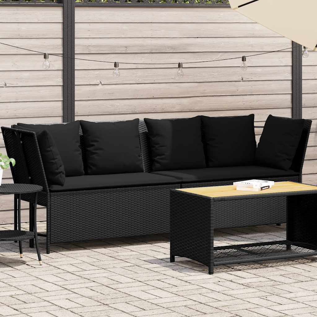 "im Angebot" Gartensofa mit Kissen - Terrassen-Sofa - Schwarz Poly Rattan - Gartensofas CC18596
