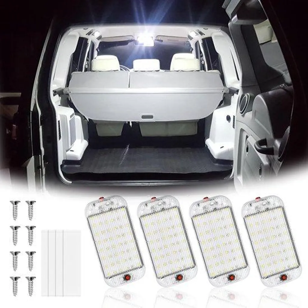 Plafonnier LED Intérieur 12V 48 puces avec Interrupteur pour Camping-car