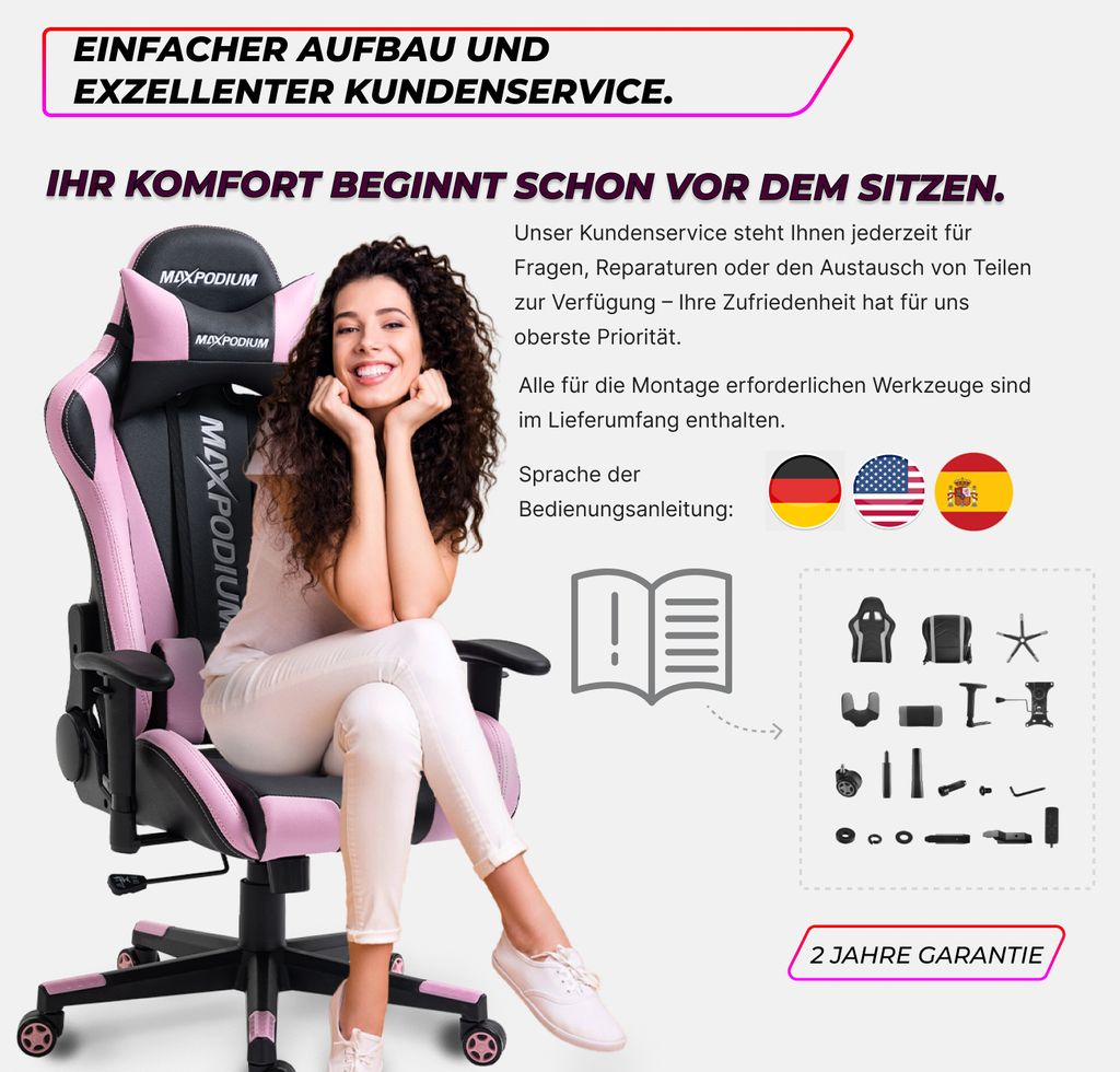 MAXPODIUM Tactical Ergonomischer Gaming Stuhl Bürostuhl Produktbild 10