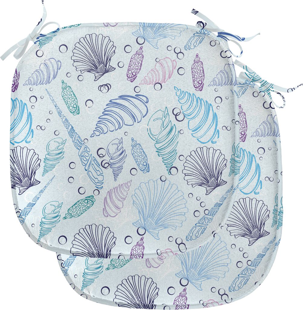 ABAKUHAUS Nautisch Polster für Esszimmerstühle, Muscheln Blase Ozean, Dekoratives wasserfestes Kissen mit Riemen für Küchensitze, 40 cm x 40 cm...