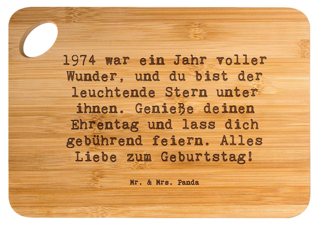 Mr. & Mrs. Panda Schneidebrett Spruch 1974 Geburtstag Stern - Transparent - Geschenk, Geburtstagsgeschenk, Jubiläum, Happy Birthday, Feier, Frühs...