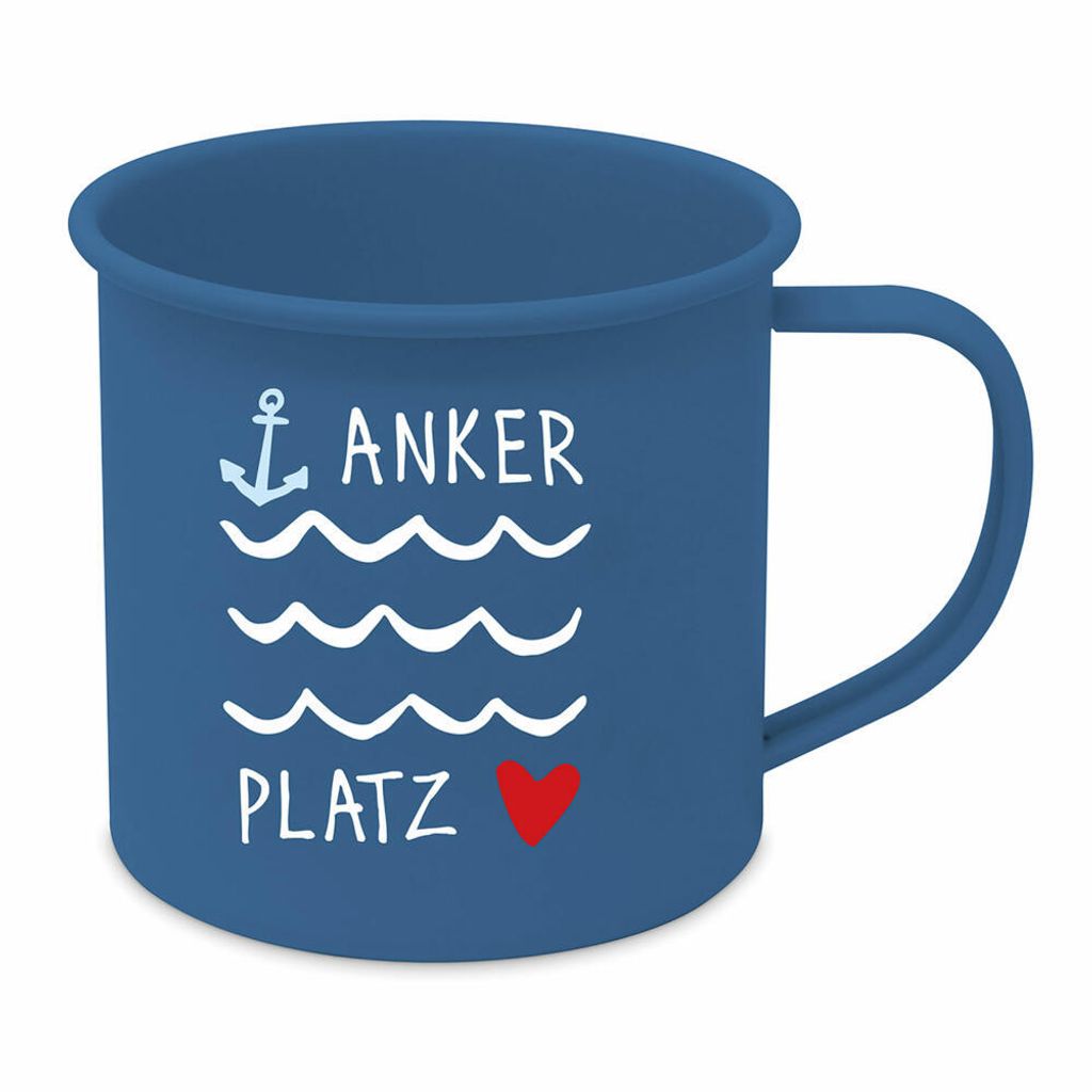 PPD Seaside Ankerplatz Happy Metal Mug, Henkelbecher, Kaffeebecher, Becher, Tasse, Metall, 500 ml, 180002660