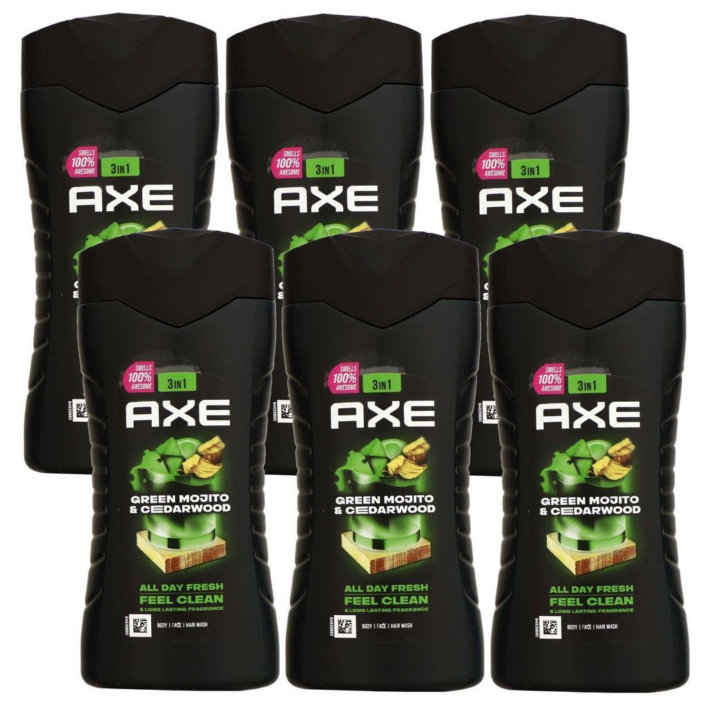Axe Green Mojito & Cedarwood, 6 x 250 ml douchegel. Productafbeelding 