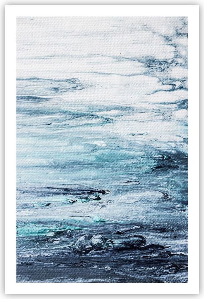 Poster - Poster ohne Rahmen - Abstraktion Prellung Blau - 61x91,5 cm - Wand Bild - Wanddeko - Wandbilder - Kunstposter - Wandposter - Bilder - Kuns...