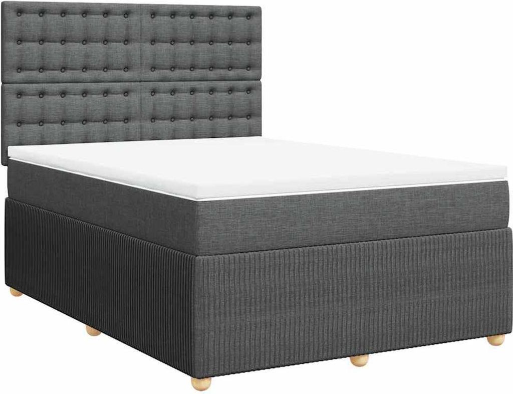 vidaXL Boxspringbett mit Matratze Dunkelgrau 140x190 cm Stoff