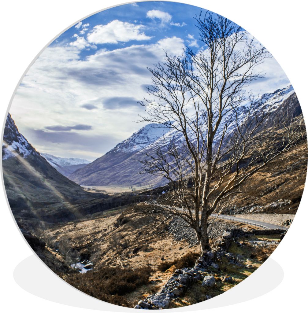 MuchoWow Rundes Wandbild - Runde Bilder Sonnenstrahlen über dem massiven Ben Nevis in Schottland Ø 60 cm Kreis Wanddekoration Kunststoff - Wand...