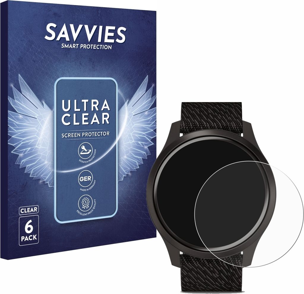 6x Für Garmin vivomove Style (42 mm) Schutzfolie Savvies Produktbild 
