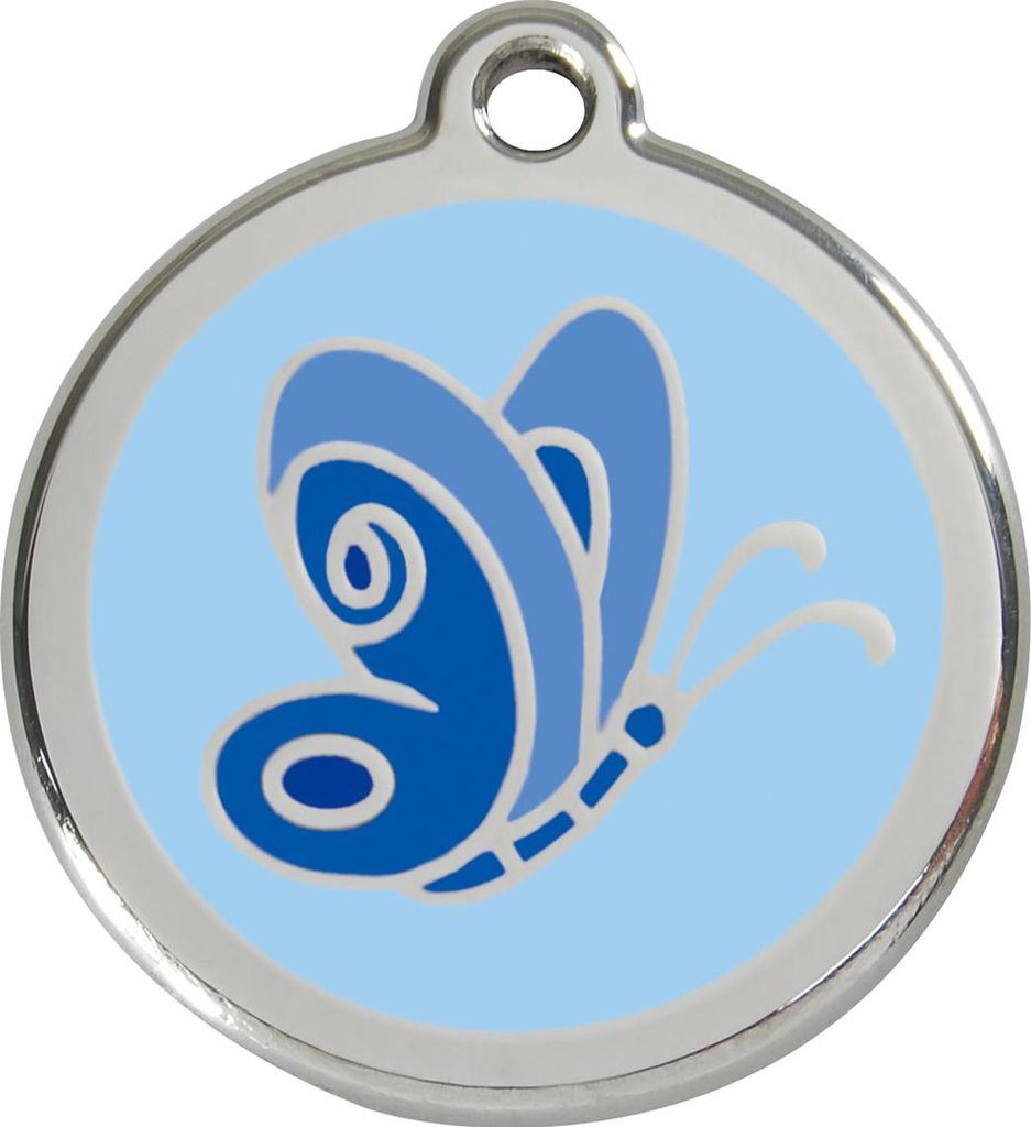RedDingo Hundemarke mit individueller Gravur Schmetterling hellblau, Größe: M