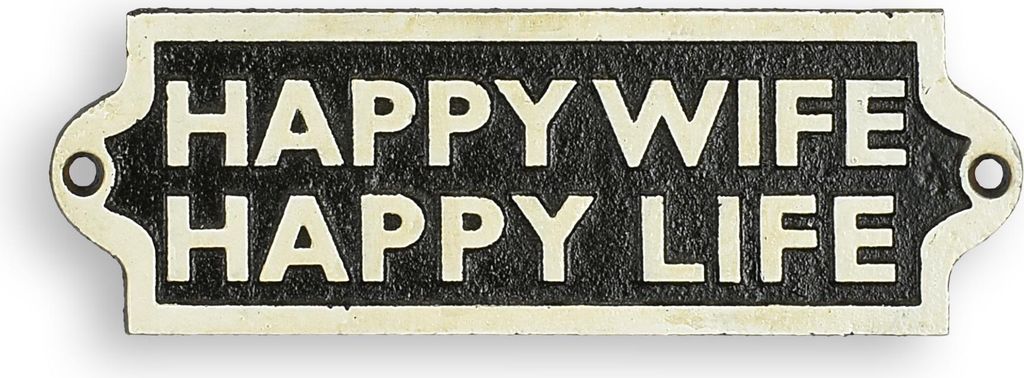 Schild Happy Wife Happy Life Eisen Replikat Retro Design Dekoration