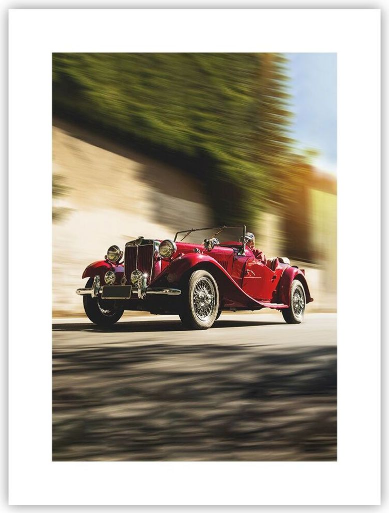 Poster - Poster ohne Rahmen - Mg Rot Auto - 30x40 cm - Wand Bild - Wanddeko - Wandbilder - Kunstposter - Wandposter - Bilder - Kunstdruck - Wanddek...