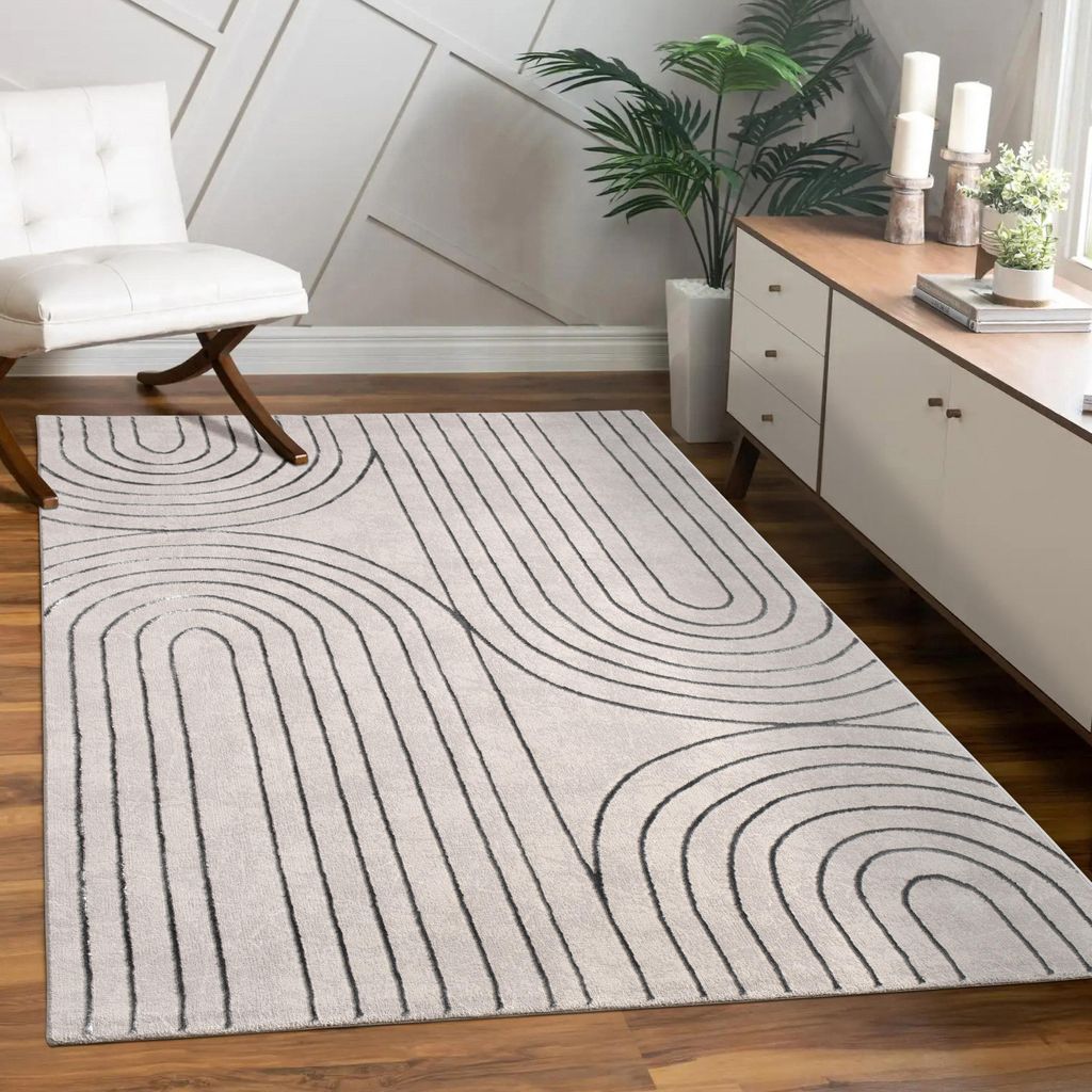 Teppich Wohnzimmer Kurzflor Blätter Floral Regenbogen Produktbild 
