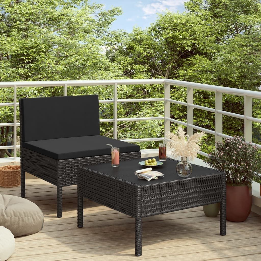 Maison Exclusive - 2-tlg. Garten-Lounge-Set mit Auflagen Poly Rattan Schwarz
