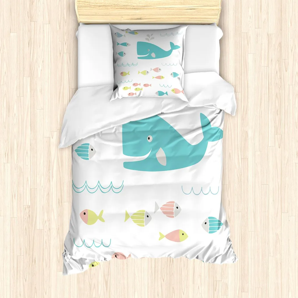 Set Copripiumino Balena ABAKUHAUS: Sogni d'Oro in Giallo e Bianco