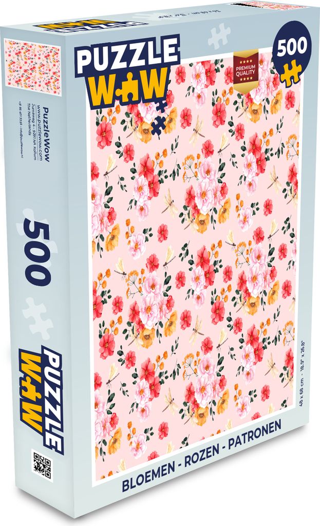 MuchoWow Puzzle 500 Teile Blumen - Rosen - Muster - Denken - Spiel - Toy