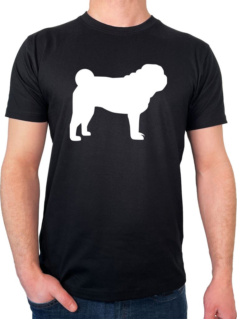 Huuraa Herren T-Shirt Mops Silhouette 3XL Black Bio Baumwolle Fairtrade Herrenshirt Geschenkidee