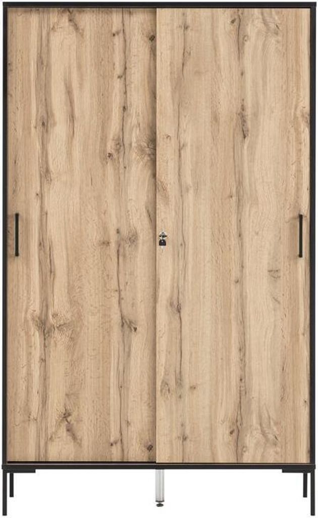 Möbelpartner Schiebetürenschrank Panda | Tall | HxBxT 165x100x41cm | 4 Fächern & 2 Schiebetüren | Eiche