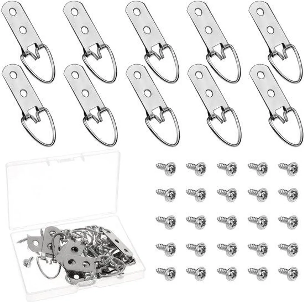Kit pour accrocher des tableaux lourds : 10 anneaux D-Ring pour cadres