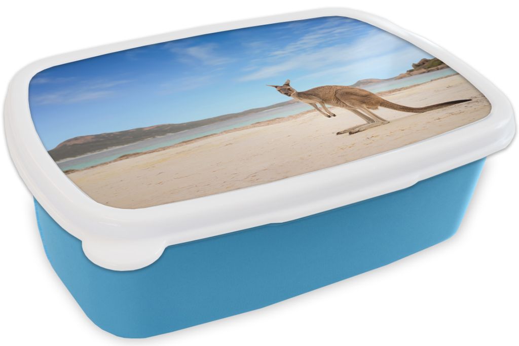 KitchenYeah Lunchbox Brotzeit Brotdose 17x11 cm Strand - Känguru - Australien Kinder Brotzeitdose - Lunch - Kunststoff - Brotbüchse - Sandwich...