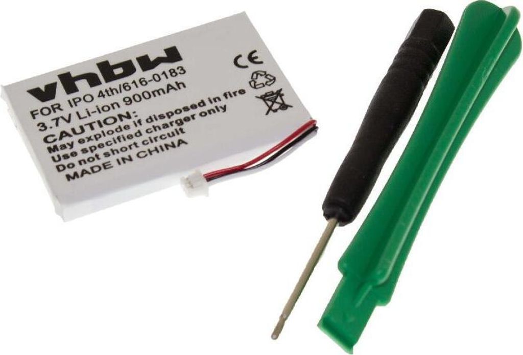 vhbw Akku kompatibel mit Apple iPod Photo 60GB M9830FD/A, 60GB M9830FE/A, 60GB M9830J/A MP3-Player Musik Player (900 mAh, 3,7 V, Li-Ion)