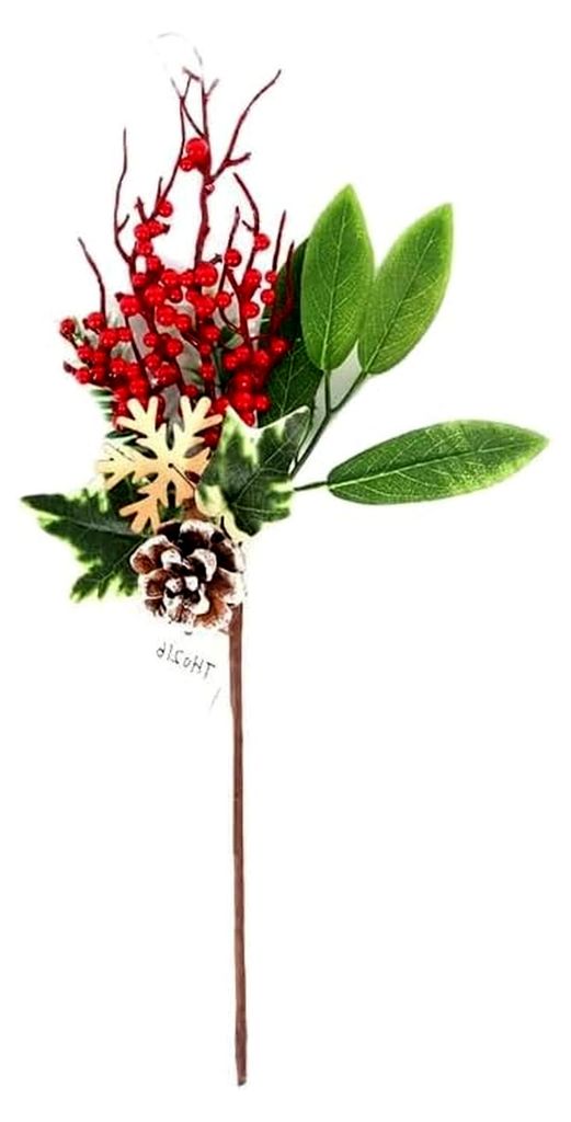 Künstliche Tannennadeln und Zweige für Weihnachten, grüne Tannenspieße mit roten Beeren, Norfolk-Kieferstiele, Bastelmaterialien, Heimdekoratio...