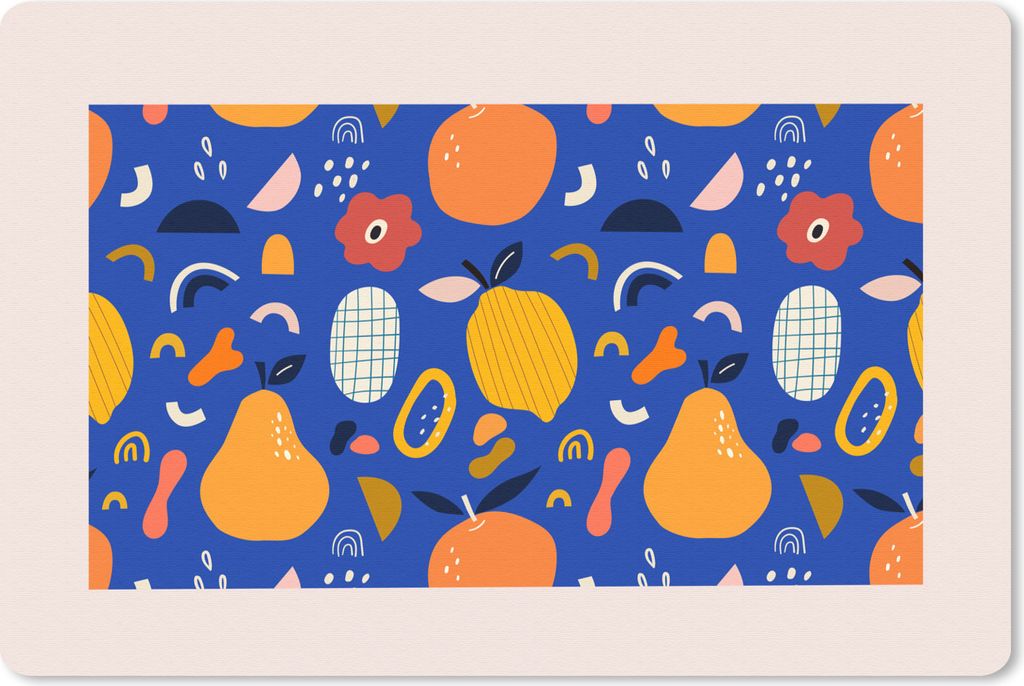 MuchoWow Schreibtischunterlage Lebensmittel - Birnen - Zitrone - Obst - Pastell 60x40 cm - XXL Mauspad - Großes Mauspad