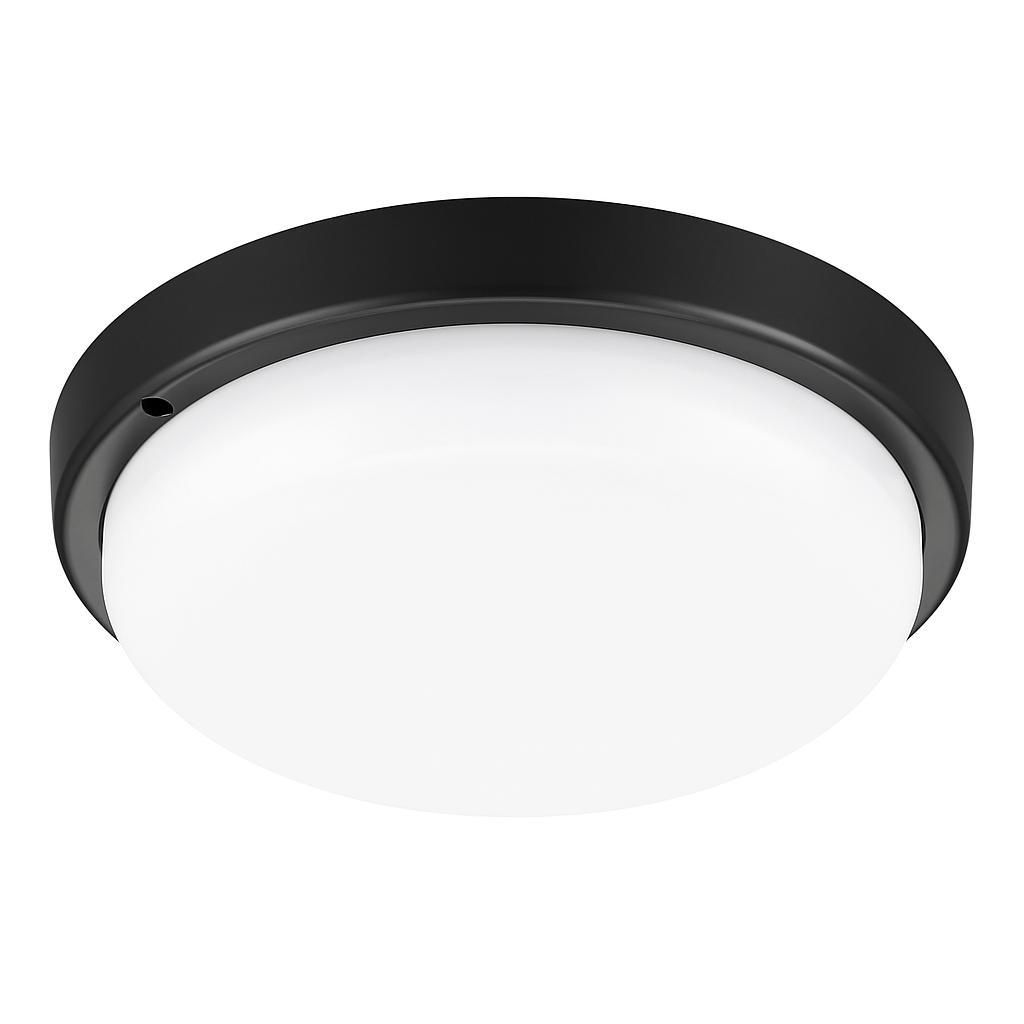 MasterLED Led Deckenlampe Rund 12W – Ø175mm – Schwarz – Deckenmontage IP54 – Neutralweiß 4000K – Led Deckenleuchte Aufladbar – Maks