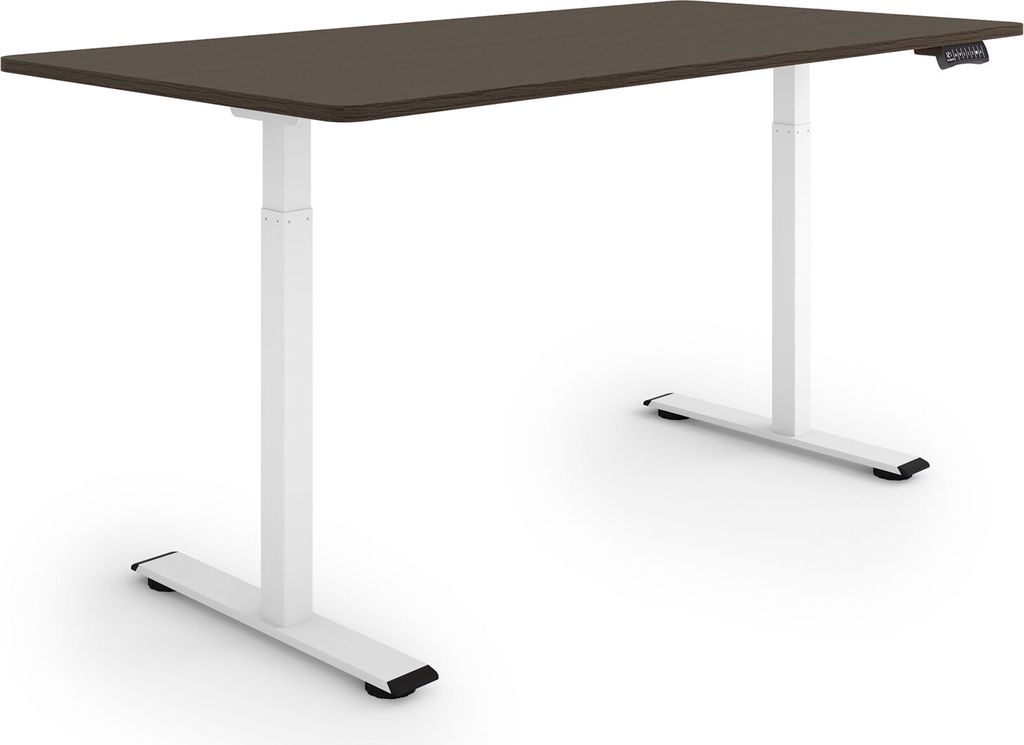 ESMART Germany ERX-122WE 160x80cm Ebenholz Nachbildung Ergonomischer Steh-Sitz-Schreibtisch Stufenlos elektrisch höhenverstellbar 73,5-122,5 cm 3 ...