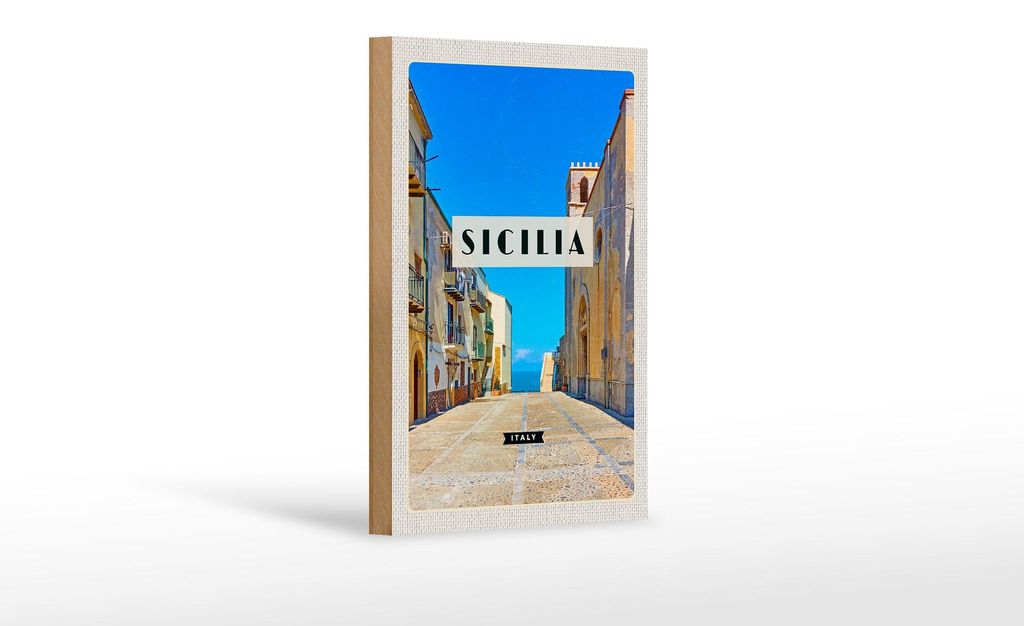 Holzschild Reise 12x18 cm Sizilien Italien Europa Urlaubsort