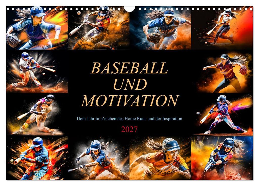 Baseball und Motivation (Wandkalender 2027 DIN A3 quer), CALVENDO Monatskalender